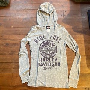Harley Davidson Women’s Long Sleeve Orlando Hooded Shirt Size L Large